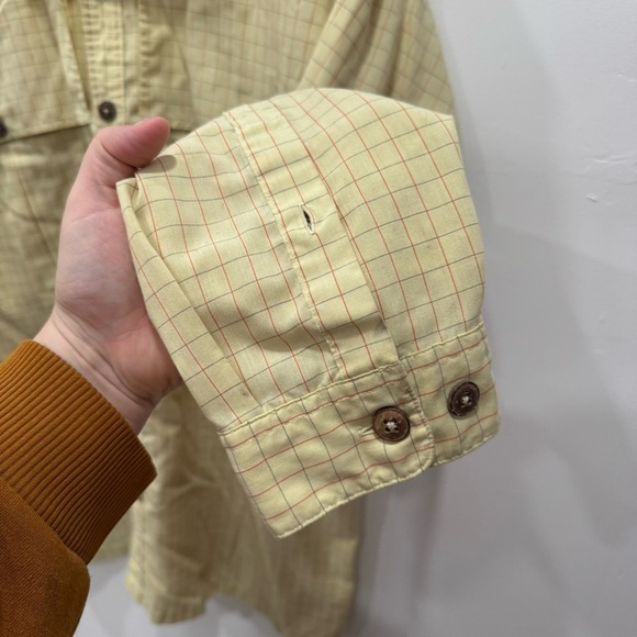 Patagonia Yellow Grid Print Long Sleeve Button Down Shirt Large *flawed* - Picture 5 of 9
